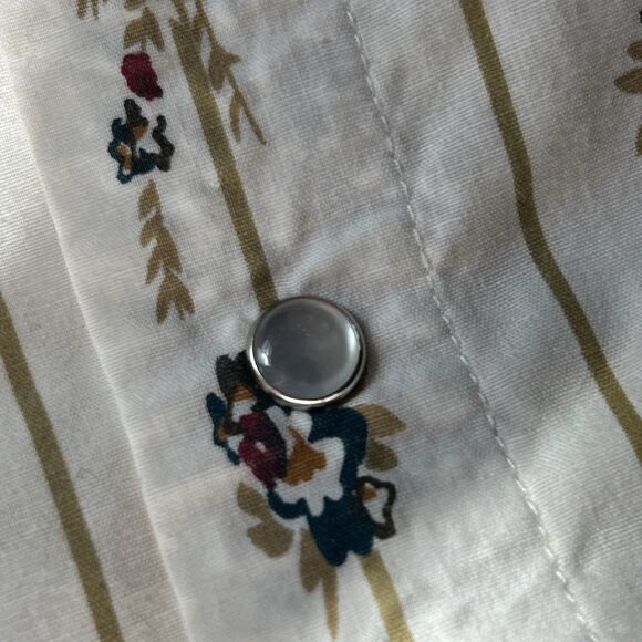 Vtg High Noon Floral Stripe Shirt Men Sz L Cream Pearl Snap Long Sleeve Western - Picture 12 of 14